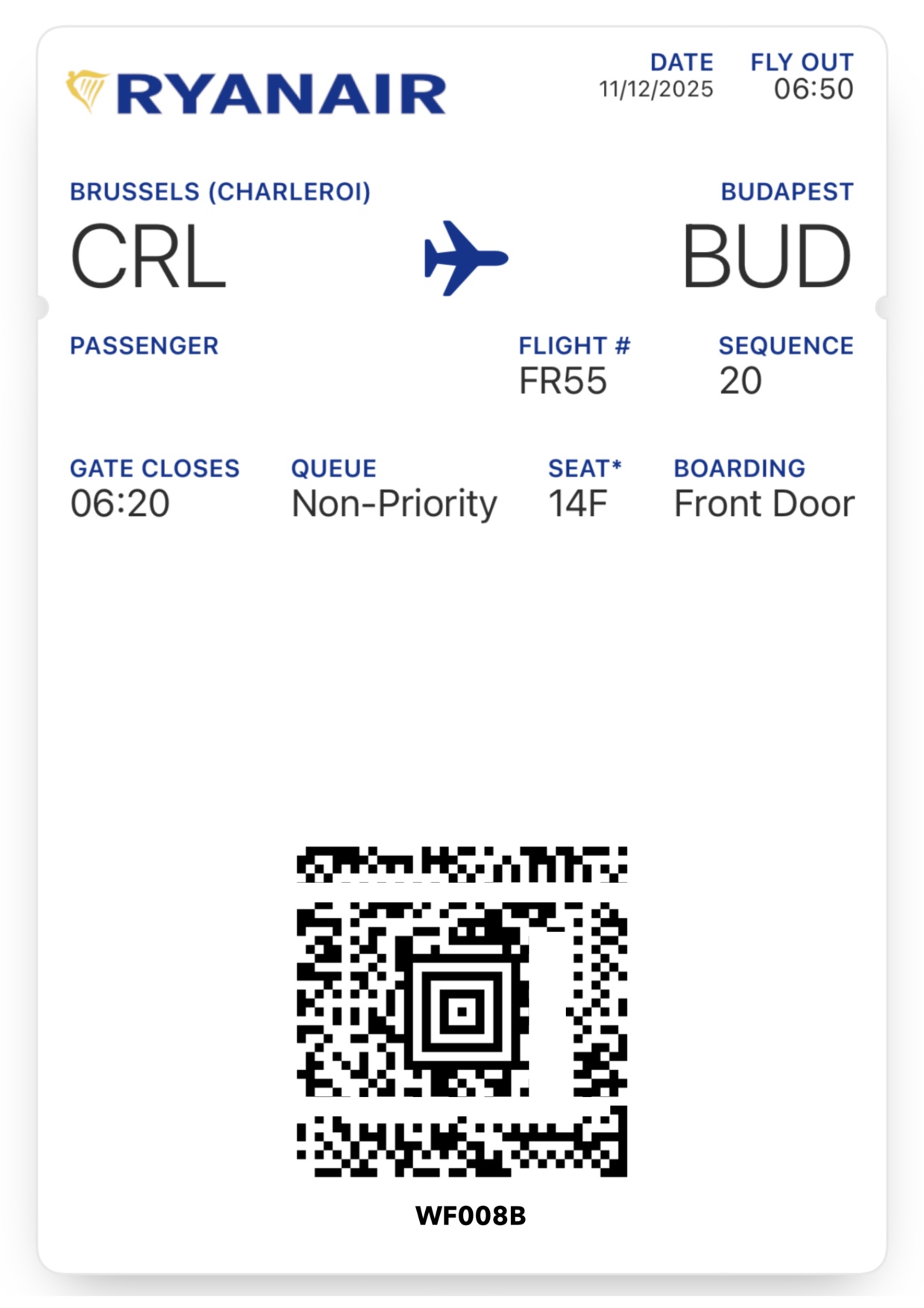 Посадочный талон Ryanair